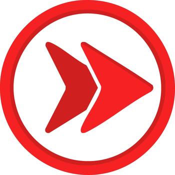 vibrante rojo Tres dimensional rápido adelante botón para digital medios de comunicación reproducción navegación y rápido progresión vector