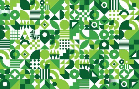 Geometric environment ecology Bauhaus pattern background. Nature ecosystem protection brutalism forms background, environment saving Bauhaus graphic pattern. Ecology geometric print or backdrop vector