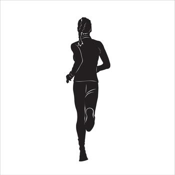 a woman is running from behind vector