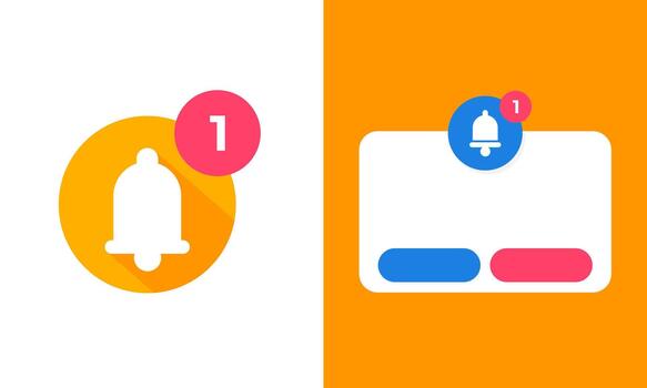 Notification Bell Icon With Message Badge For Mobile App Interface Layout vector