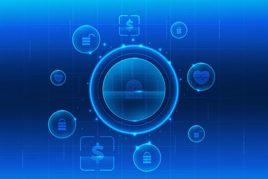 Digital security and fintech icons vector