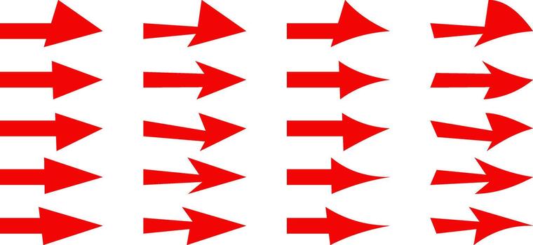 Red arrow icon set with transparent background, arrow symbol collection. Simple and modern arrow shape. vector