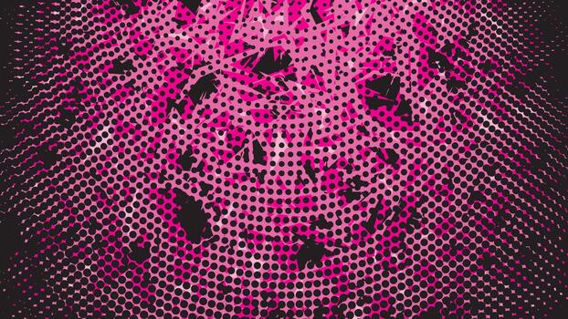 Abstract Halftone Pop Art Pattern with Black and Pink Circular Dots and Distressed Shapes for Modern Background Design vector