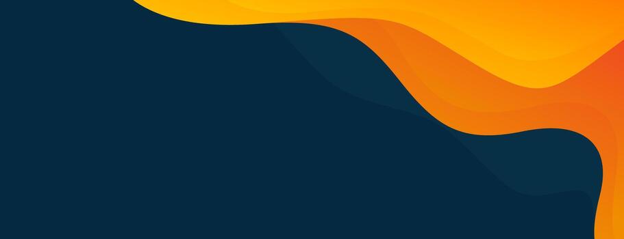 Abstract orange and dark blue banner background with fluid wave shapes, modern smooth gradient template banner vector