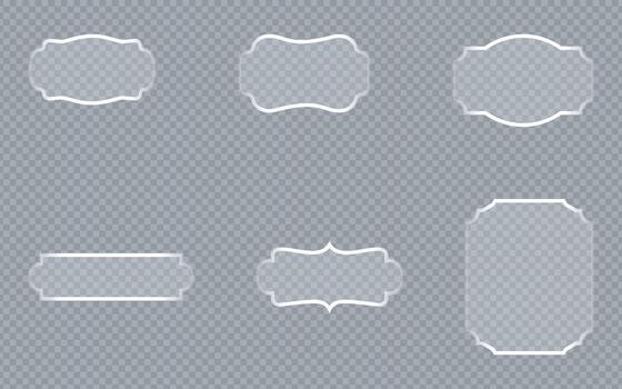 Light frame liquid glass, a set of glass panels for online and mobile applications, and a future tech board frame vector