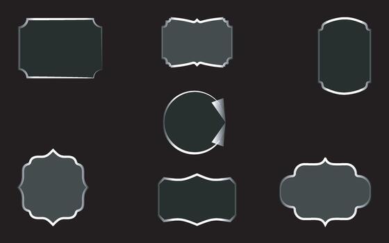 Light frame liquid glass, glass panel set for mobile and web app, tech board frame in futuristic style. HUD element interface, illustration. Light glass collection with glow effect vector