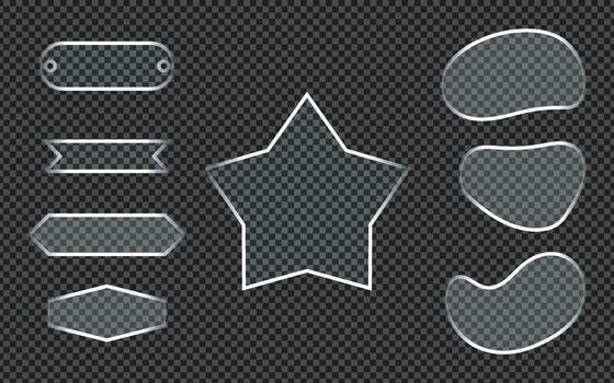 HUD element interface, illustration. Light glass collection with glow effect vector