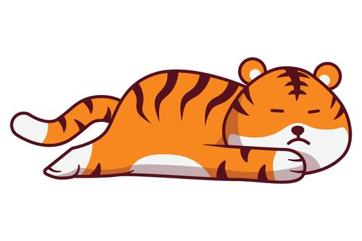 Illustration of a Sleepy and Tired Tiger vector
