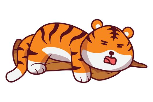 Peaceful Tiger Sleeping Illustration vector