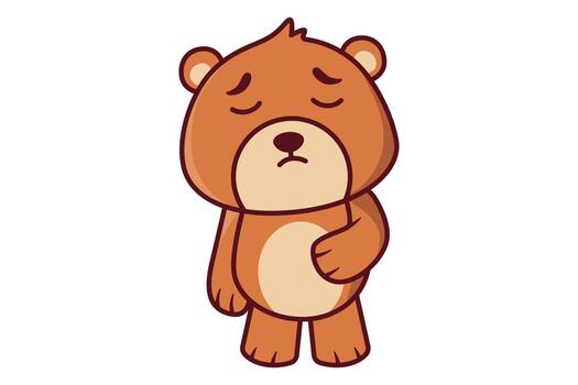Sad Bear Chibi Illustration vector