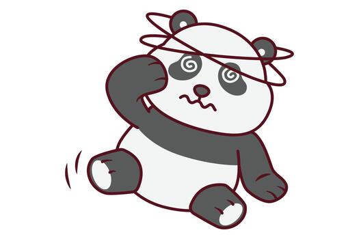 Illustration of a Panda's Head Spinning vector