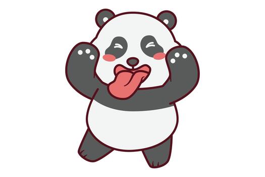 Panda Teasing Tongue Out Illustration vector