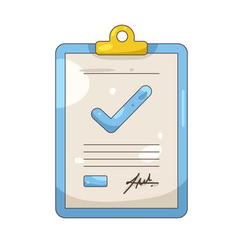 Illustration of Document with Check Mark and Signature vector