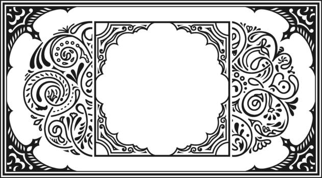 Elegant Ornate Frame with Intricate Scrollwork and Floral Motifs vector
