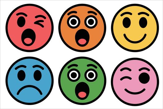 Expressive emoji faces showing various emotions for digital communication use today vector