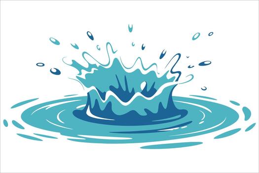Vibrant water splash with ripple effect, perfect for adding a dynamic touch to designs vector