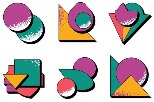 Vibrant geometric shapes offer retro style and dynamic design elements for your project vector