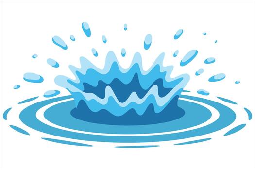 Fresh water splash with ripples creates a dynamic, refreshing, and clean feeling vector