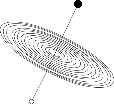 Black and white abstract representation of a pulsar or spinning object vector