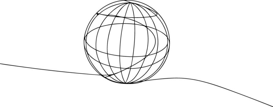 Black wireframe sphere on curved line globe abstract vector