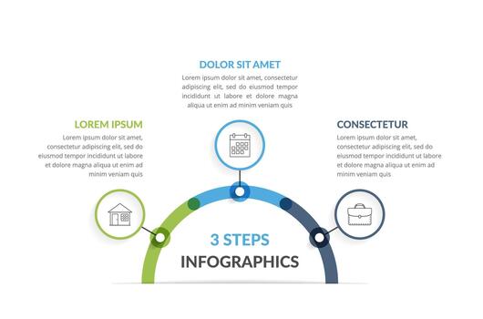 Infographic template with three steps or options, workflow, process chart vector
