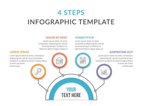 Process diagram with four elements, infographic template for web, business, presentations, workflow vector