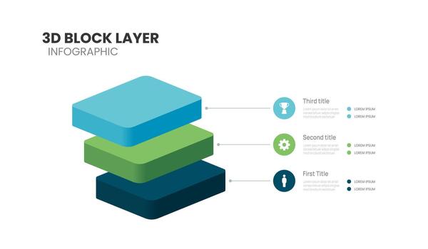3d block layers business infographic template with 3 steps template. vector