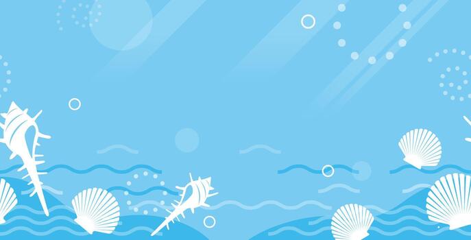 Seamless Summer Background Illustration With Shellfish Under The Sea. Horizontally Repeatable. vector