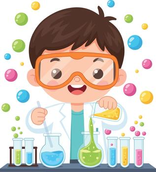 Kid Scientist Doing Science Experiments vector