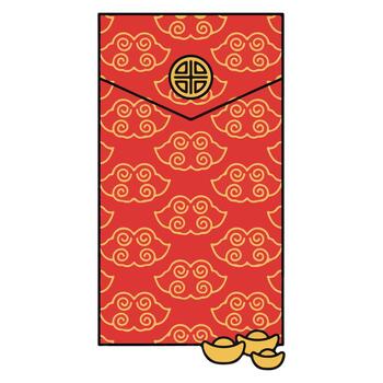 rojo angpau sobre nube modelo sycee lunar nuevo año diseño vector