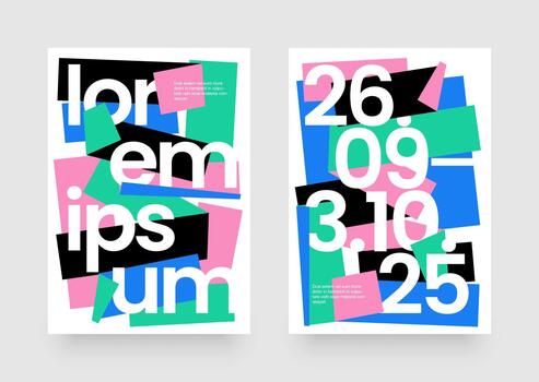 Simple template with geometric shapes and folded sheet of papers. Frame for your message. Layout for flyer, poster or cover. vector