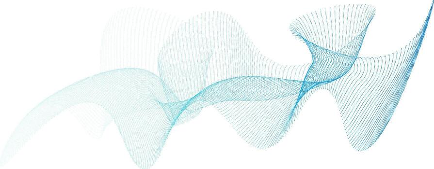 Futuristic Blue Particle Dot Wave Flow Isolated on Transparent Background. vector