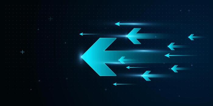 A futuristic financial chart shows increasing performance, with sleek arrows pointing back to indicate strong upward movement. Arrows Concepts vector