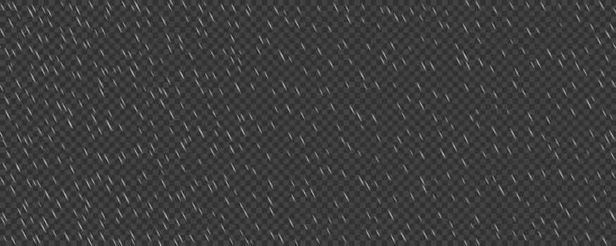 Realistic rain drops, rainfall and snowfall on isolated background with natural wet water effect, misty drizzle and heavy rain atmosphere creating dynamic outdoor snow falling weather scene vector