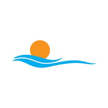 Modern Abstract Wave And Radiant Sun Emblem Designed In Simplicity vector