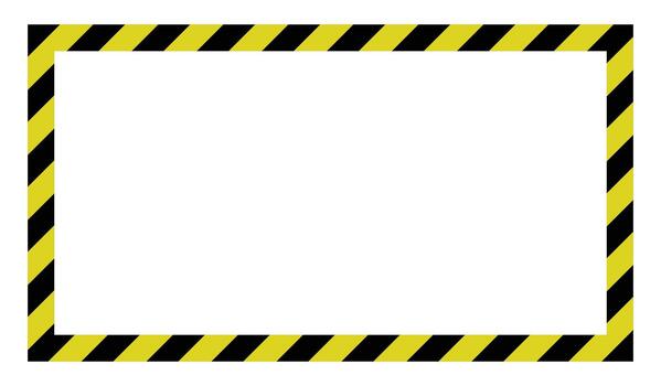 Rectangular frame shows yellow and black diagonal stripes around white space on transparent backdrop vector