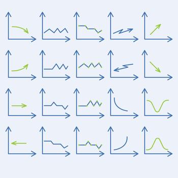 A set of graphs, a business infographic template with diagrams, line graphs and diagrams for presentations. vector