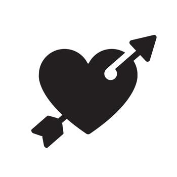 Simple heart with arrow icon isolated flat style design. vector