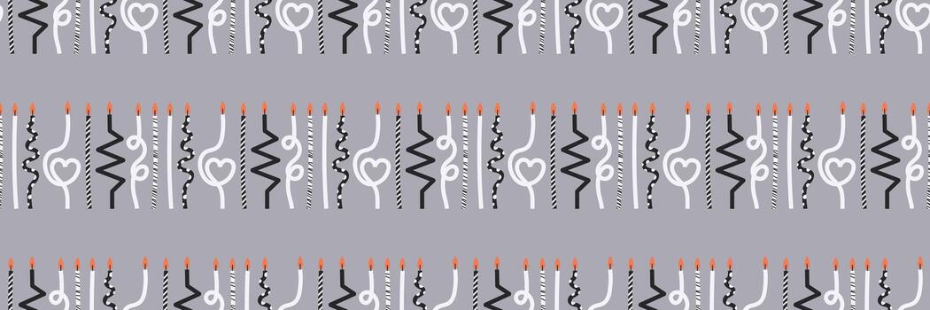 Seamless Pattern with Decorative Birthday Candles in a row on gray background vector