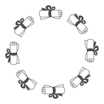 Scroll of Papyrus with Bow Circle Frame vector