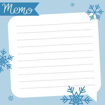 Winter square template with snowflake pattern for note, memo, sticker, to do list, diary, home or office vector