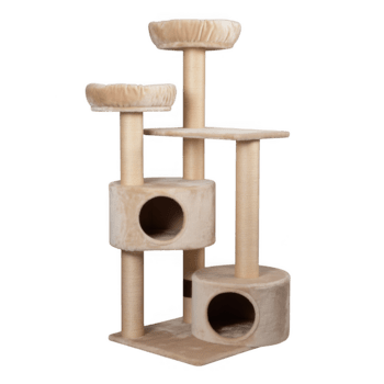 mång nivå beige katt träd med kliar sig inlägg och plattformar isolerat på transparent bakgrund png