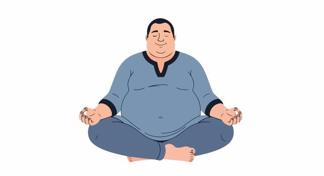 hombre meditando con pacífico expresión en loto posición vector