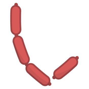 illustrazione di un' connesso salsiccia catena, visualizzato nel un' semplice, piatto stile. il Immagine è un' pulito grafico, ideale per uso nel menu, ricetta libri, png