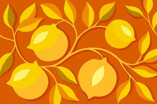 Abstract Lemon Branch Pattern Art vector
