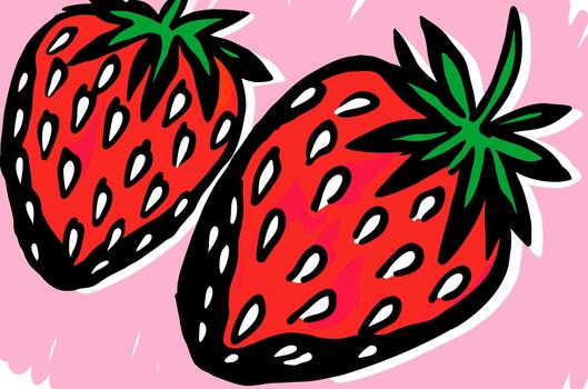 Abstract Minimalist Strawberry Illustration Scalable Design vector