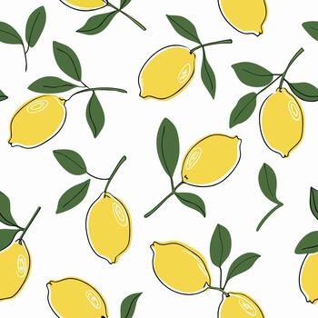 Seamless Lemon Branch Pattern Scalable Graphic vector