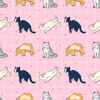 Pattern featuring colorful and cute cats vector