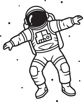 Astronaut floating in space a simple black and white illustration vector