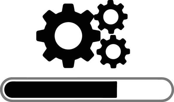Black gears and loading bar illustration simple design for technology vector